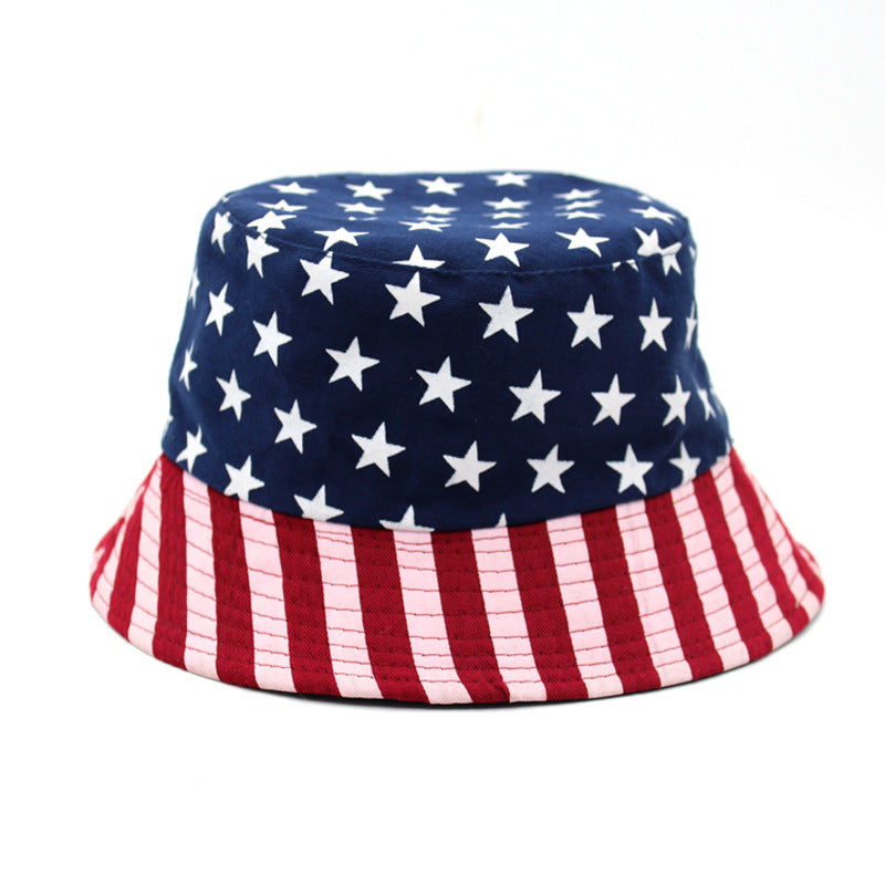 Wholesale Flag Stars and Stripes Bucket Hat Sun Basin Hat